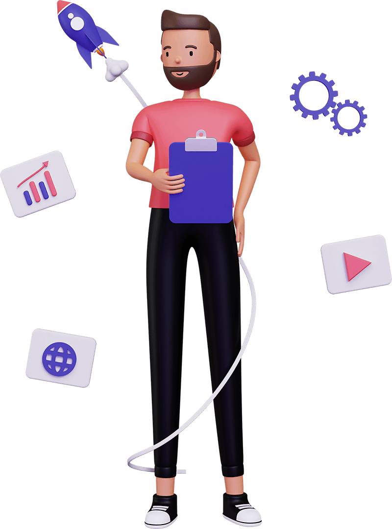 FoundersPlan AI mascot character presenting a business plan document